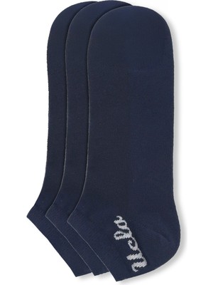 Ucla Adelıta 3\'lü Lacivert Kısa Jakarlı Pamuk Standard Fit Unisex Çorap