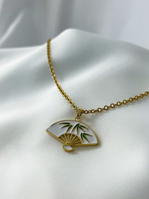 Gülnar Bijuteri Mineli Çin Yelpazesi Kolye