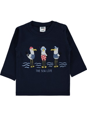 Civil Baby Leylek Baskılı 6-18 Ay Sweatshirt - Lacivert