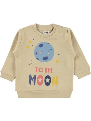 Civil Baby To The Moon Baskılı 6-18 Ay Sweatshirt - Kahverengi