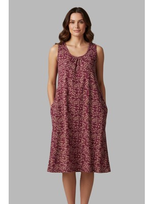 Remsa Kadın Sıfır Kol Viskon Elbise Pijama 25235-5 Mürdüm