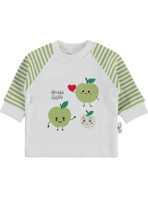 Nova Baby Yeşil Ema Kokulu Renglan Kol 1-9 Ay Sweatshirt - Ekru