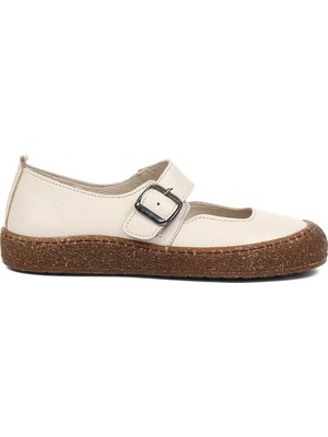 Celal Gültekin Kadın Bej Kalın Tabanlı Deri Ayakkabı