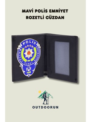 Outdoorun Mavi polis emniyet rozetli cüzdan