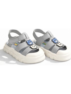 Minibonito Kız Erkek Çocuk Sandalet Sevimli Figürlü Cırtlı Yazlık Ayakkab