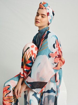 Alfasa 5 Parçalı Hızlı Kuruyan Rahat Üste Yapışmaz Manolo Desenli Tesettür Mayo Set