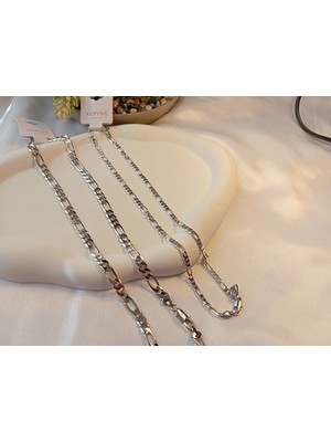Xuping Jewelry Euro Aksesuar Xuping Gümüş Renk Figaro Zincir Kolye - 50 cm (3 mm Ince )