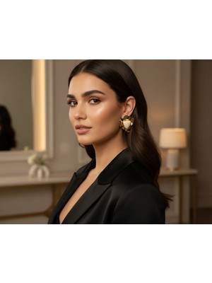 Euro Aksesuar Vintage Serisi Dövme Metal Dokulu Büyük Boy Küpe - 5 cm