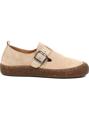 Celal Gültekin Kadın Bej Kalın Tabanlı Süet Deri Ayakkabı