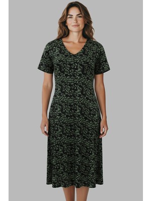 Remsa Kadın Kısa Kol Viskon Elbise Pijama 25236-1 SIYAH01
