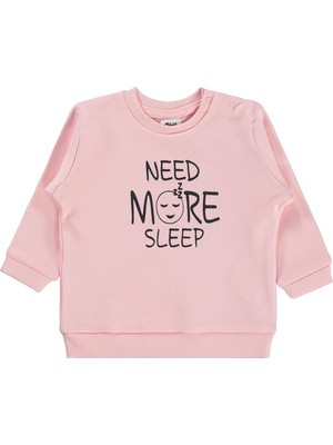 Civil Baby Need More Sleep Baskılı 6-18 Ay Sweatshirt - Pudra