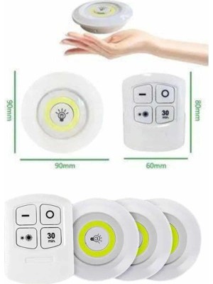 İsingir Shopping Yapışkanlı 3'lü Spot LED Işık Lamba Montajsız Pilli Uzaktan Kumandalı - IS002Y-7R92S5
