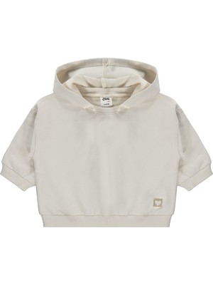 Civil Baby Civil Basic Kalp Etiketli Kapüşonlu 6-18 Ay Sweatshirt  - Bej