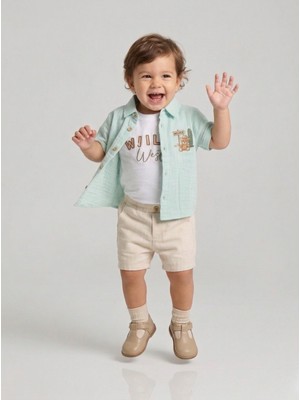 Sani Erkek Bebek Wild West Baskılı Gömlekli Şortlu Takım