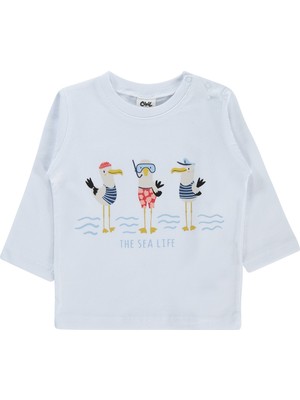 Civil Baby Leylek Baskılı 6-18 Ay Sweatshirt - Beyaz