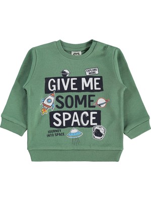 Civil Baby Give Me Yazı Baskılı 6-18 Ay Sweatshirt - Haki