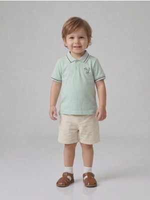 Sani Erkek Çocuk Gemi Desenli Keten Şortlu Takım