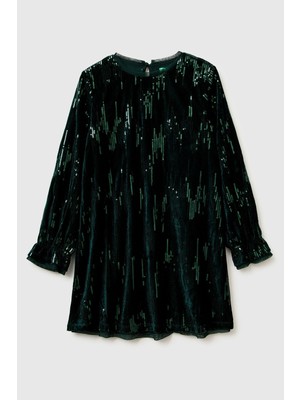 United Colors Of Benetton Mix Kadın / Kız Kj_payetli Arkası Düğme Detaylı Kloş Kesim Elbise Model Kodu: 4OZGCV03P901