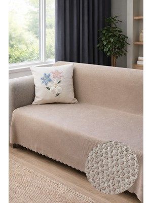 Decomia Home Elora Kabartmalı Yumuşak Koltuk Örtüsü Çok Amaçlı Koltuk Şalı Kaymaz Süngerli (165X205 Cm)