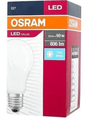 Osram LED Value Ampul Beyaz Işık 8.5 W 60WATT 5 Adet