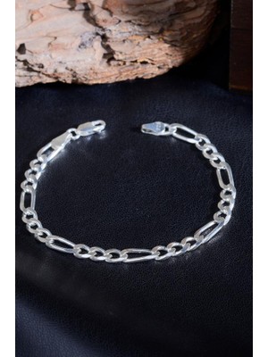 INNUENDO JEWELRY 925 Ayar Gümüş Figaro Zincir Erkek Bileklik 20 cm