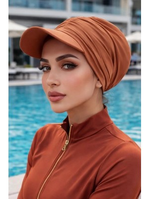 Aişe Tesettür Taba Havuz - Deniz Şapkası / Mayo Üstüne Kullanılabilir