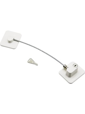 Krm Beyaz Plaka   Halatlı  Emniyet Kilit  5X6CM Yapışkanlı Montaj=2pcs Plaka   Halat=18.8cm (504