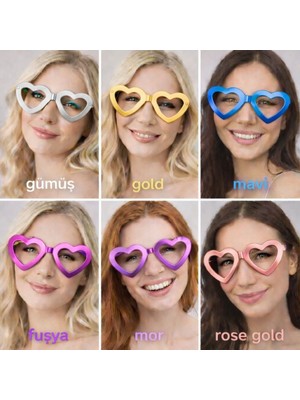 Trend Movira Kalp Şekilli Parti Gözlüğü 12 Adet – 6 Renk ( Camsız )