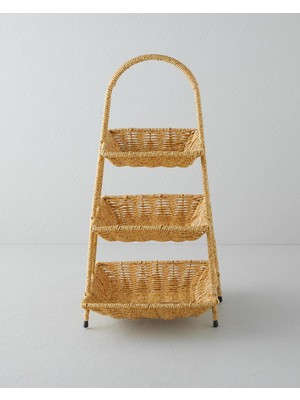English Home Wicker Plastik Rattan Katlı Servis 26x22x44 cm Açık Kahverengi