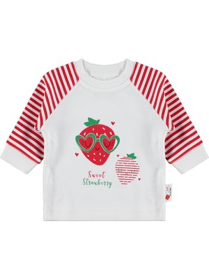 Nova Baby Çilek Kokulu Renglan Kol 1-9 Ay Sweatshirt - Ekru