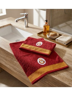 Taç Yeni Sezon Lisanslı Galatasaray Bukle 2'li Banyo-Yüz Havlu Set