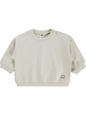 Civil Baby Civil Basic Kalp Etiketli 6-18 Ay Sweatshirt - Bej