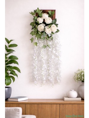 Yapay Çiçek Sitesi Ahşap Çerçeveli Yapay Çiçek Duvar Tablosu 15X24 Model 10