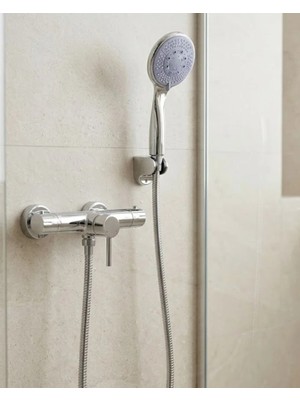 Uslucan Alışveriş Mavi 4 Fonksiyonlu El Duşu Başlığı Seti Spiral Hortum ve Duş Askısı