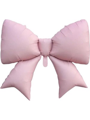 İrem Parti Dükkanı Retro Pembe Kurdele Fiyonk Folyo Balon Büyük Boy 98X75 cm