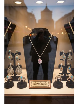 Anka Mücevherat 925 Ayar Gümüş Damla Kadın Kolye (Pudra)