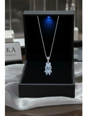 Anka Mücevherat Işıklı Kutuda 925 Ayar Gümüş Labubu Kadın Kolye