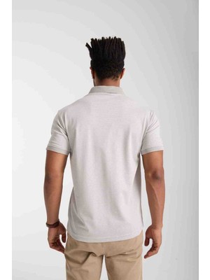 Lacoste Polo Slim Fit Bej Çizgili T-Shirt