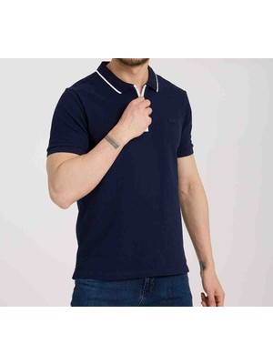 Lacoste Fermuar Yaka Regular Fit Kısa Kol Lacivert