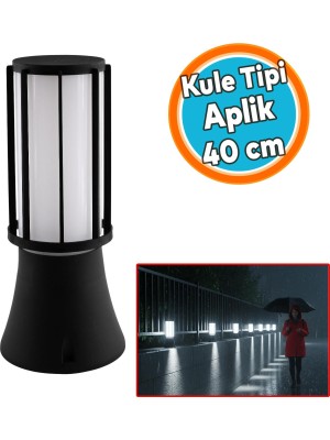 Nzb Kule Tip Kafesli Plastik Sokak Bahçe Aplik 40 cm Lamba Aydınlatma Bahçe Duvar Armatür E27 Duy Uyumlu