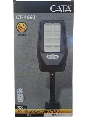 Cata CT-4693 40W Güneş Enerjili Solar Sokak Aydınlatma Armatürü Konsollu – Beyaz Işık
