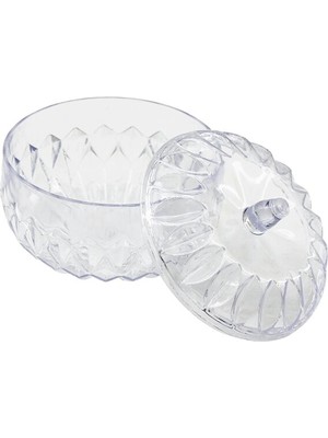 Krm Şeffaf Yuvarlak Kapaklı Mika - Plastik Şekerlik (5047) Krm