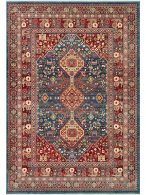 Eko Halı Heryerehalı Kybele Kyb 05 Navy Red Xw Sıcak Renk Tonlu Otantik Makine Halısı