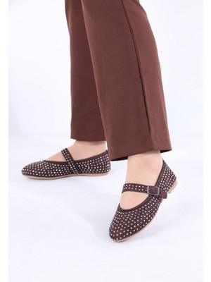 Sefayol Magali Kahverengi Süet Kadın Düz Ayakkabı Babet