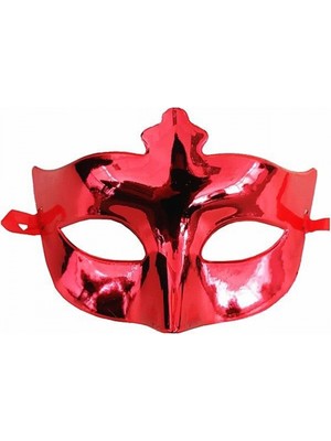 MiraLive Kırmızı Renk Kostüm Partisi Ekstra Parlak Balo Maskesi 15X10 cm