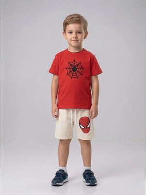 Jeliboom Erkek Çocuk Örümcek Adam Baskılı Şortlu Takım