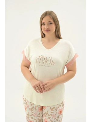 Sevim 17385 Kadın Bıg Sıze Baskılı Pijama Takım