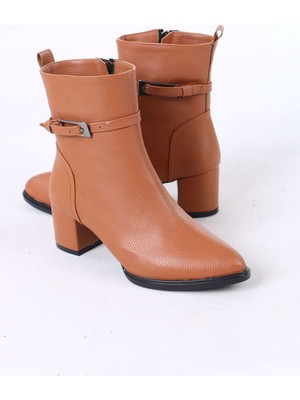 Sefayol Junious Taba Mat Deri Tokalı Fermuarlı Kadın Bot
