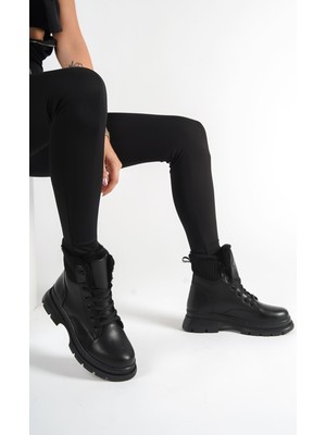 Sefayol Pascal Siyah Mat Deri Kadın Bot