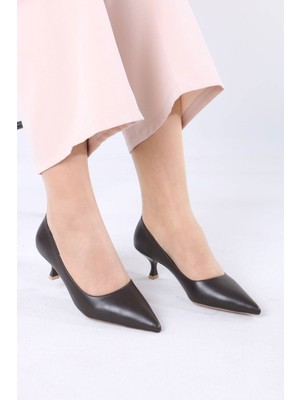 Sefayol Mauger Kahverengi Mat Deri Topuklu Kadın Ayakkabı